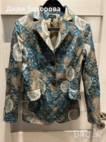 Елегантно дамско сако Mellini Fashion с ориенталски/пейсли принт, снимка 2 - Сака - 56214421