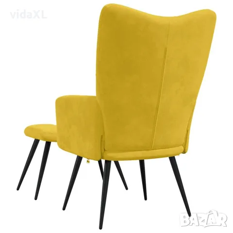 vidaXL Релаксиращ фотьойл с табуретка, кадифе в цвят горчица и жълто, снимка 5 - Столове - 56146926