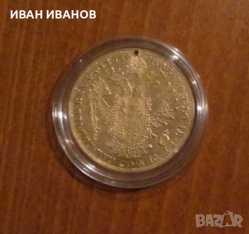 Златна монета 4 Дуката Австрия, Франц Йосиф 1866 година, снимка 2 - Нумизматика и бонистика - 39517110
