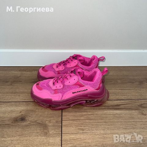 ХИТ! Маратонки с висока подметка Balenciaga Triple S в розово, розови, снимка 2 - Маратонки - 44805528