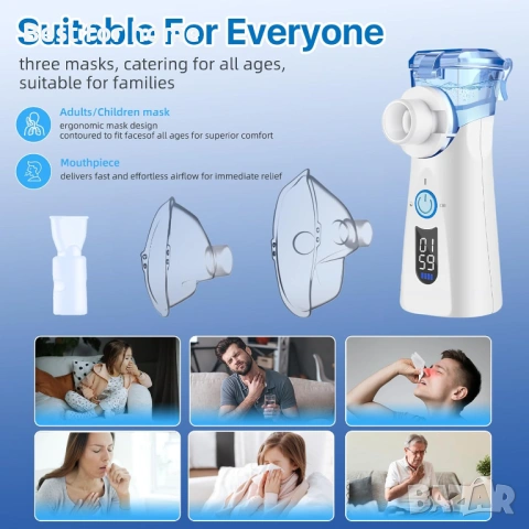 Преносим ултразвуков небулизатор за възрастни и деца, снимка 7 - Друга електроника - 53818870