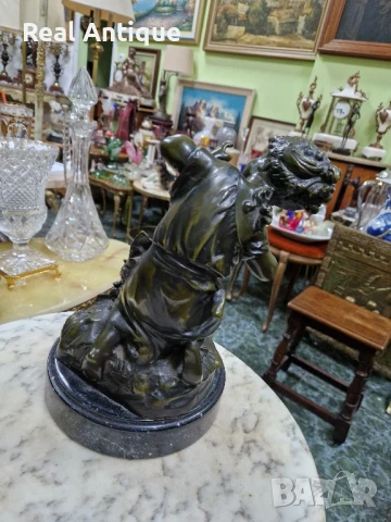 Уникална антикварна авторска френска бронзова фигура статуетка скулптура , снимка 6 - Антикварни и старинни предмети - 50644942