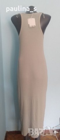 "Zara" резедава рипсена памучна рокля, унивресален размер / колие тип чокър , снимка 6 - Рокли - 41747611