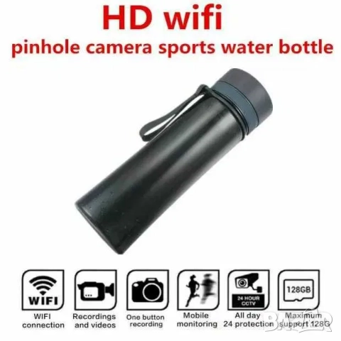4К WIFI безжична скрита шпионска камера в спортна бутилка за вода, снимка 3 - HD камери - 52210143