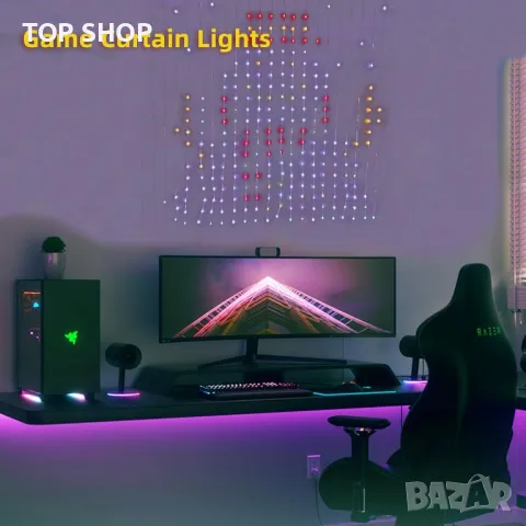 QINER светлини-завеса, 1x1m феерични светлини 400 светодиода, RGBIC, снимка 7 - Лед осветление - 49866138