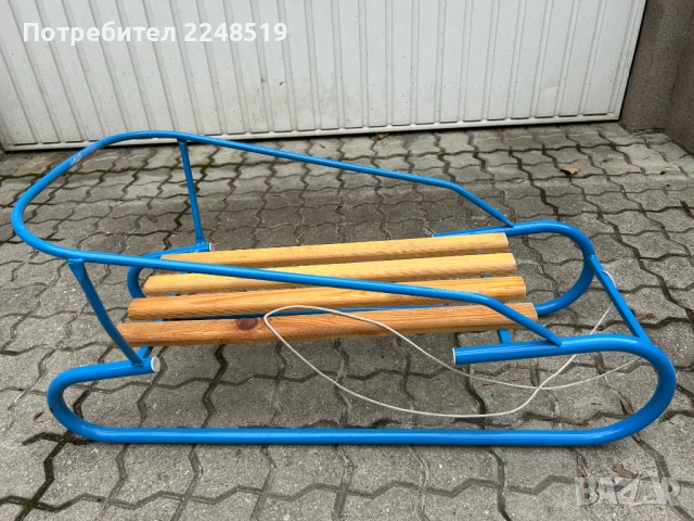 Детска метална шейна с дървена седалка, снимка 1 - Зимни спортове - 53691345