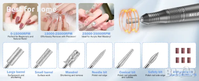 NAILGIRLS Безжична електрическа пила за нокти с аксесоари, снимка 8 - Други - 47731709