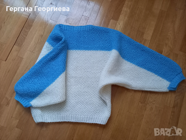 Дамски пуловер ръчно плетиво, снимка 2 - Блузи с дълъг ръкав и пуловери - 36330373