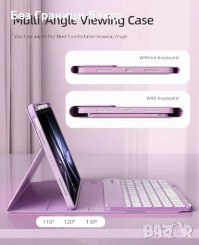 Нов кейс Калъф с клавиатура за iPad Air 11 M3/M2/5/4, 7-цвят подсветка, снимка 3 - Клавиатури и мишки - 50636637