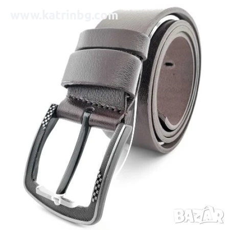 Мъжки колан от естествена кожа широк в кафяво