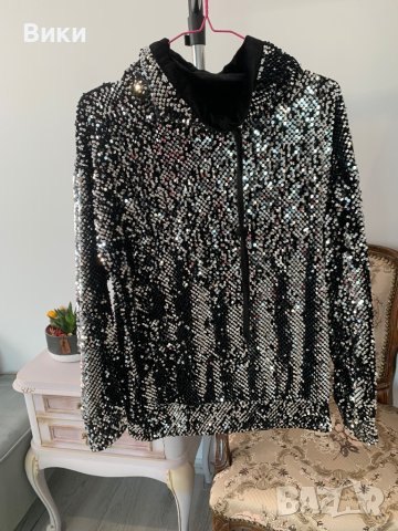 Дамска блуза с паети на размер М, снимка 6 - Блузи с дълъг ръкав и пуловери - 44430958