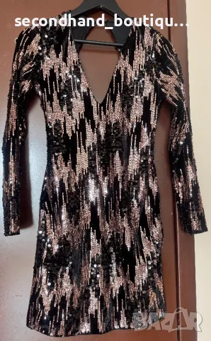 Елегантна рокля с пайети ! Като нова, снимка 3 - Рокли - 49003401