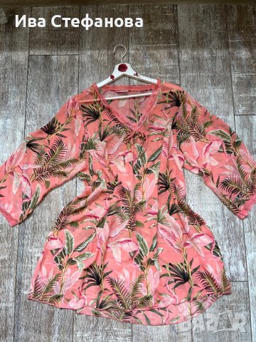 Разкашна нова плажна туника риза за плаж плажна наметка кафтан розово  фламинго , снимка 6 - Туники - 40714534