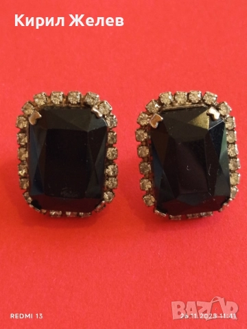 Обеци с черни камъни ОНИКС и диаманти закопчаване тип пиронче 37585