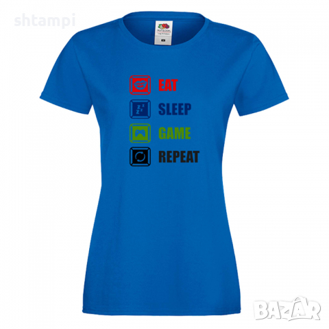 Дамска тениска Eat Sleep Game Repeat,Тениска с игра,Игри, снимка 2 - Тениски - 36190727