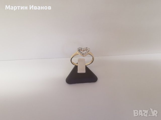 Златен пръстен сърце , снимка 5 - Пръстени - 40875064