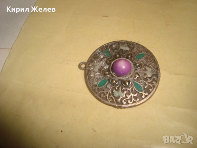 ПОСРЕБРЕН ЕТНО-АРТ МЕДАЛЬОН с ЕМАЙЛ-ЛАК УКРАСА 17566, снимка 5 - Колиета, медальони, синджири - 36320582