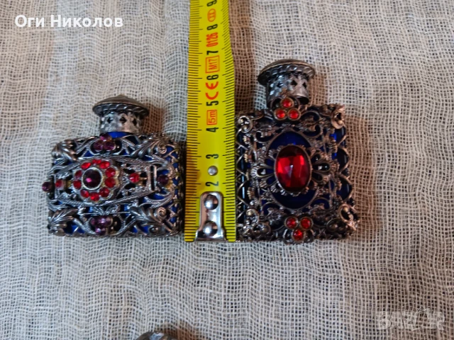 Лот от шишенца от парфюм с метален обков и цветни камъни, снимка 7 - Антикварни и старинни предмети - 50919398