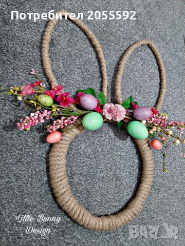 Пролетно великденски венец зайче, снимка 2 - Декорация за дома - 39984264