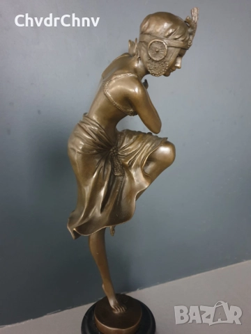 39см-4кг Chiparus статуетка/френска бронзова скулптура/Арт Деко фигура кабаретна танцьорка-балерина, снимка 4 - Статуетки - 52469095