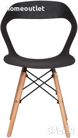 Трапезни столове от полиетилен с крака от масивно дърво в черно (к-кт от 4 бр.) LQ-266YMS-4HEI, снимка 5 - Столове - 50983304