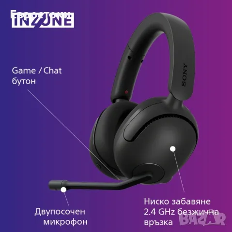 Гейминг слушалки Sony - INZONE H5, безжични с микрофон, черни, снимка 3 - Слушалки и портативни колонки - 47570595