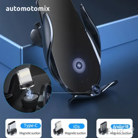 Поставка за телефон с Wireless Charger - Черна, 182742, снимка 4 - Аксесоари и консумативи - 49008796