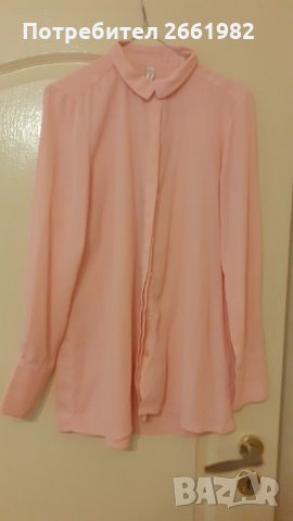  Розова риза - изкуствена коприна, снимка 4 - Ризи - 33998716