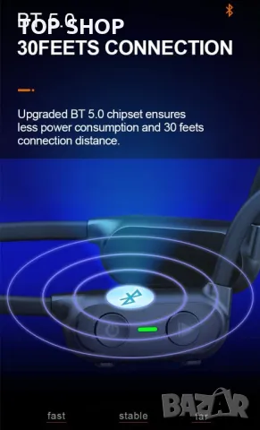 Нови безжични леки Слушалки за тренировка бягане шофиране Стерео звук, снимка 2 - Bluetooth слушалки - 49450826