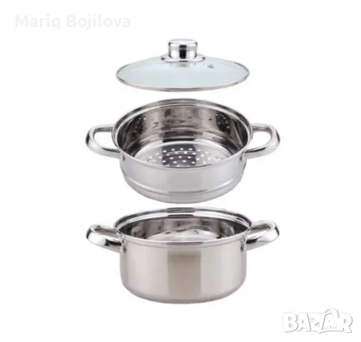 Комплект тенджери за готвене на пара Bohmann, 18Х8.5см.\2.5л., индукция