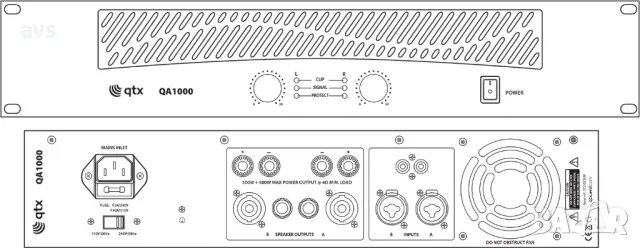 Професионален усилвател QTX QA1000 1000W, снимка 2 - Други - 49270234