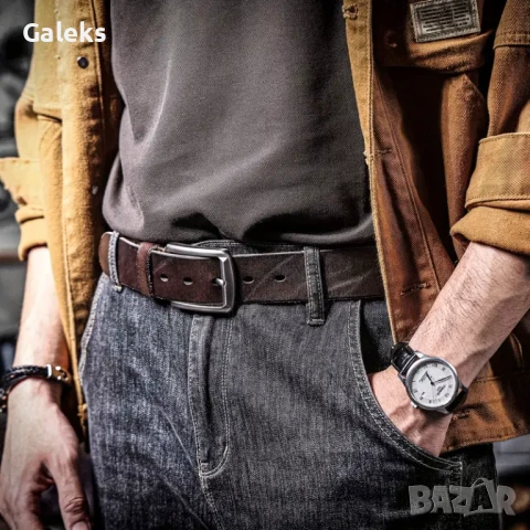 Луксозен, Мъжки, Спортен кожен колан S.WORKER* с кутия /Върхова телешка кожа!, снимка 17 - Колани - 50561964