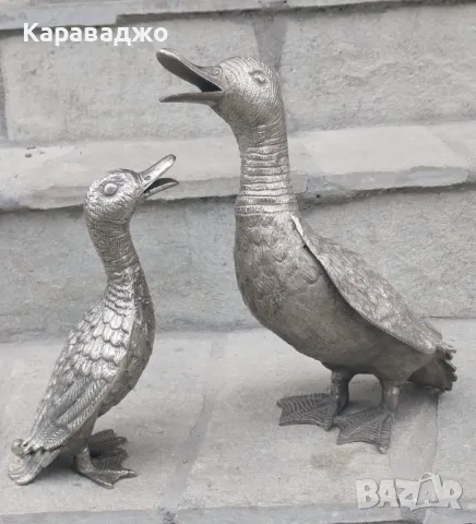 Бронзови посребрени патици, снимка 5 - Декорация за дома - 49705575