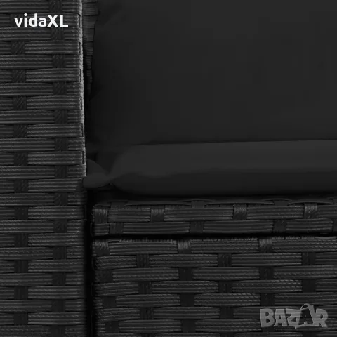 vidaXL Градински диван с възглавници, двуместен, черен, полиратан, снимка 8 - Градински мебели, декорация  - 56147356