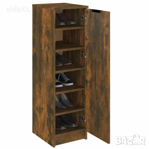 vidaXL Шкаф за обувки, опушен дъб, 30x35x100 см, инженерно дърво, снимка 4 - Скринове - 56147956