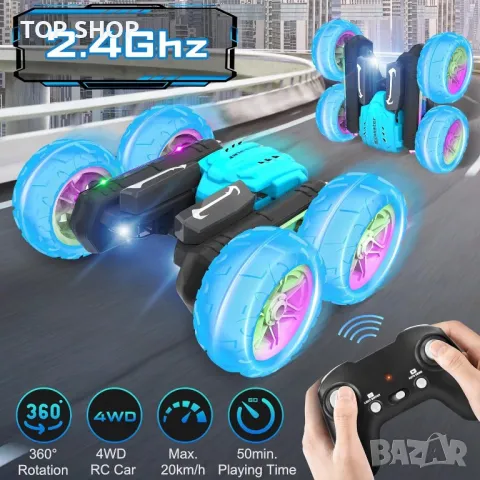 Immver каскадьорска кола за деца 2,4 Ghz радиоуправляема , синя, снимка 3 - Коли, камиони, мотори, писти - 49340589