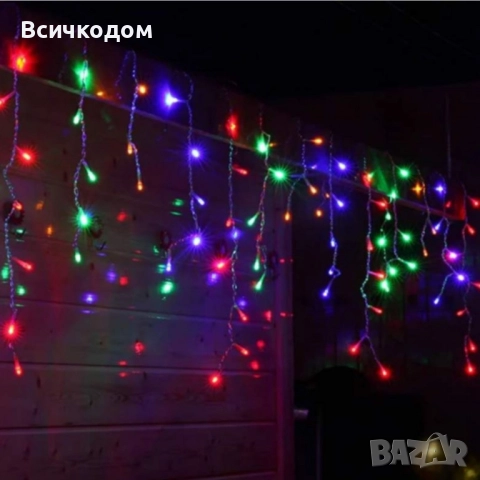 Коледна украса LED ресни 12 метра – водоустойчива инсталация с 8 режима на светене, идеална за дома,, снимка 5 - Декорация за дома - 52350001