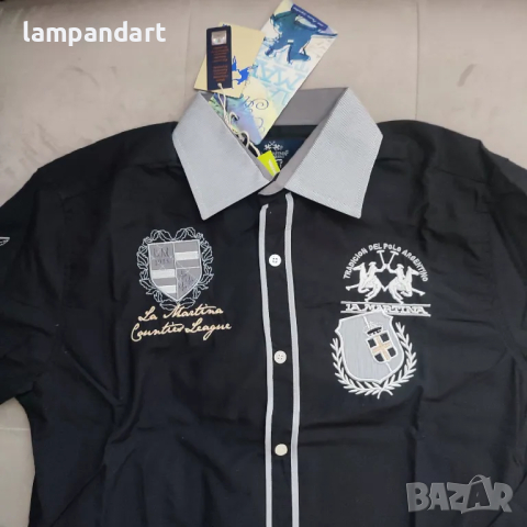 Риза La Martina черна, снимка 3 - Ризи - 38210933