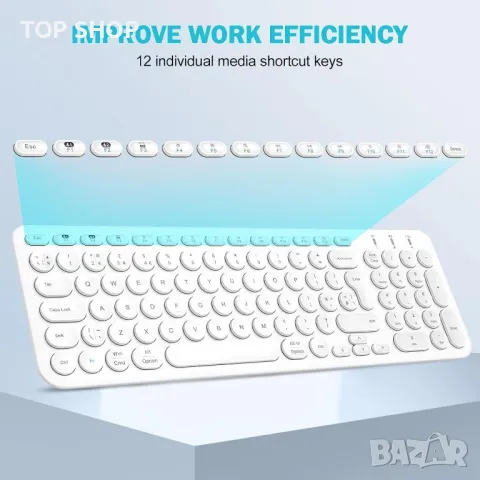 PINKCAT Акумулаторна безжична клавиатура, 2.4G/Bluetooth, снимка 3 - Клавиатури и мишки - 49965356