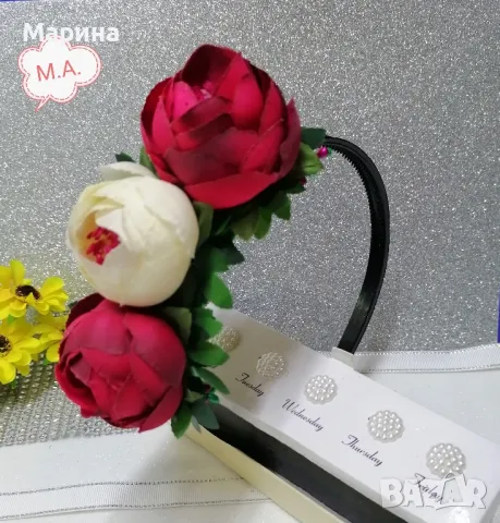 Китка за коса с божури,вариант 8, снимка 6 - Аксесоари за коса - 48152211