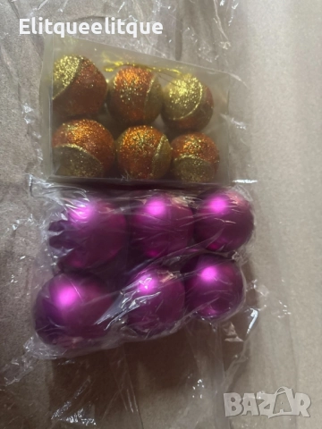 Комплект перлени коледни топки – 6 броя в различни цветове + подарък 6бр златисто блестящи топки, снимка 8 - Декорация за дома - 52228147