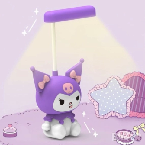 Акумулаторна LED нощна лампа Kuromi / My Melody с USB – Лилава / Черна