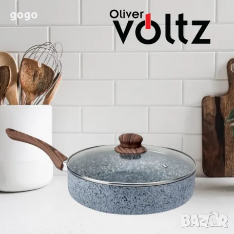 Тиган с капак Voltz Siena, Дълбок, Мраморно каменно керамично покритие, снимка 3 - Съдове за готвене - 50198210