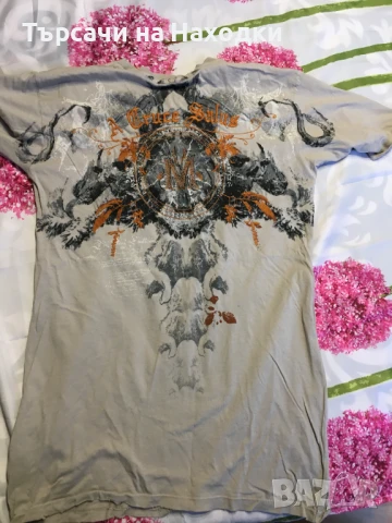 Автентична мъжка тениска MONARCHY Grey Orange Embroidery S Small светлосива , снимка 2 - Тениски - 50925997