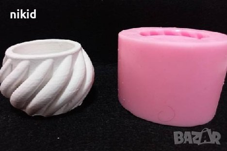 3D Спирала обла голям силиконов молд форма калъп кашпа саксия свещ свещник
