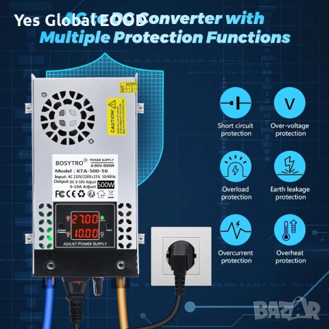 Регулируемо захранване 0-50V 0-10A 500W, снимка 4 - Друга електроника - 53439957