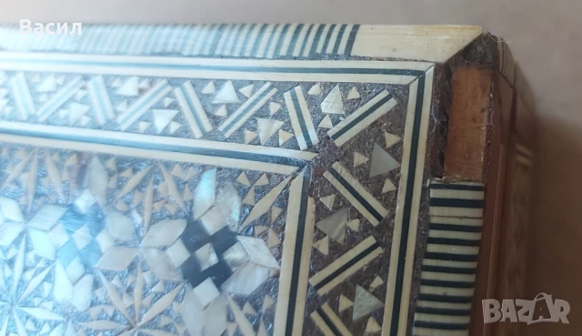 Стара дървена кутия за бижута седеф Интарзия, снимка 5 - Антикварни и старинни предмети - 50904191