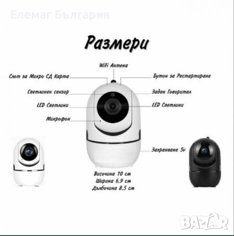 IP Камера с двупосочно аудио и алармиране при движение и звук Бебефон, снимка 3 - IP камери - 39744197