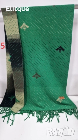 Кашмирен шал на пчели уникален дизайн две лица, снимка 8 - Шалове - 52896291