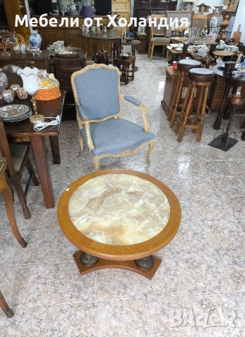 холна маса от дъб, оникс и месинг, снимка 7 - Маси - 52332466